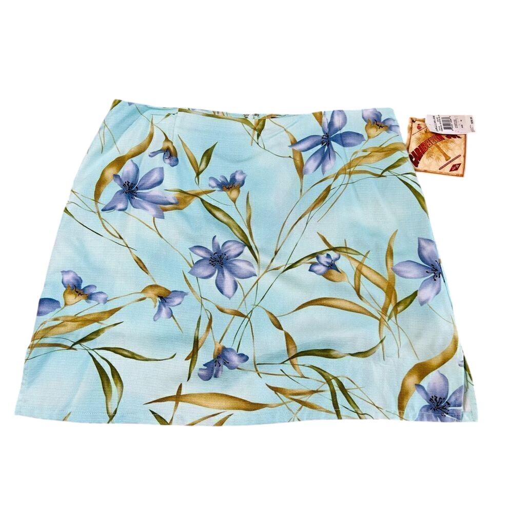 NWT Caribbean Joe Tropical Floral Crystal Blue Skort Skirt sz 14